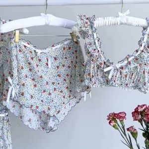 For Love & Lemons Strawberry Kiss Crop Top & Shorts